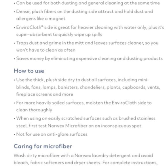 Norwex Dual Sided Enviro and Dusting Mitt NWT - Picture 6 of 7